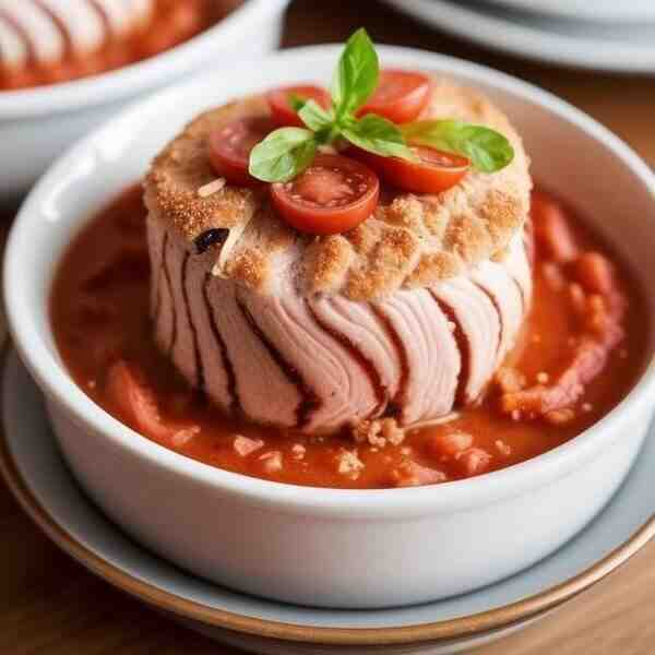 Тунец с томатным гарниром